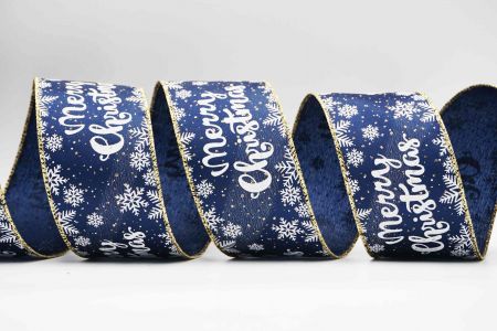 Merry Christmas Wired Ribbon_KF7325G-4G_navy blue